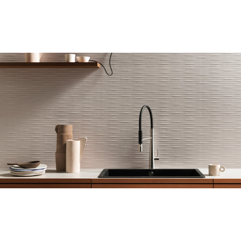 Ceralto Silevo Mineral Wall Carve Carrelage mural - 40x80cm - 8.5mm - rectifié - Whittle pearl SW653156