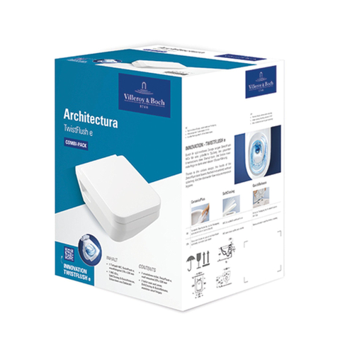 Villeroy & Boch Architectura Wandcloset Pack - 53cm - spoelrandloos Twistflush - glans wit SW1162240