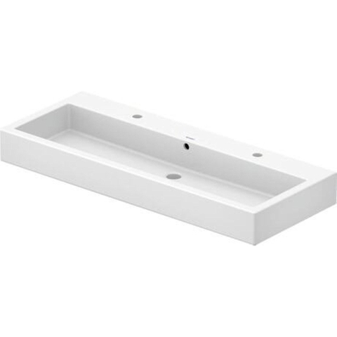 Duravit Vero Dubbele wastafel - 120x47cm - met 2 kraangaten - met overloop - wit 0293351
