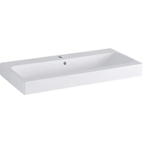 Geberit ICon wastafel - 60x48.5x15.5cm - 1 wasbak - 1 kraangat Midden - met overloopgat - keramiek - glans wit SW417146