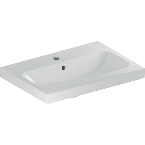 Geberit icon lavabo léger 60x42x17cm 1 évier 1 trou pour robinetterie au milieu avec trou de trop-plein céramique blanc brillant SW547006