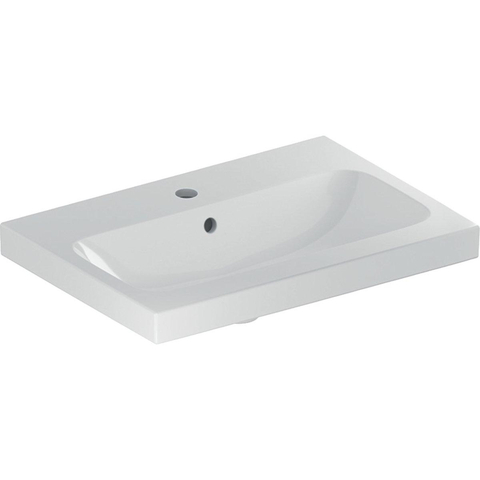 Geberit ICon Light wastafel - 60x42x17cm - 1 wasbak - 1 kraangat Midden - met overloopgat - keramiek - glans wit SW547006