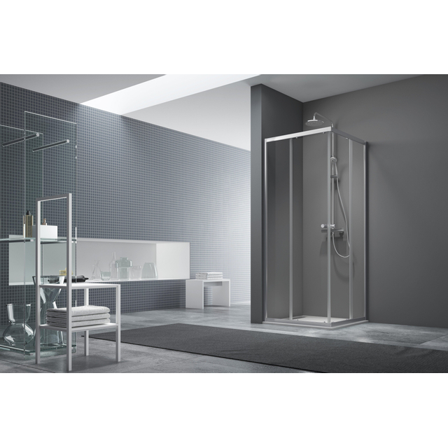 Goedkoopste Royal plaza Lila hoekinstap 80x80x190cm helder glas chroom