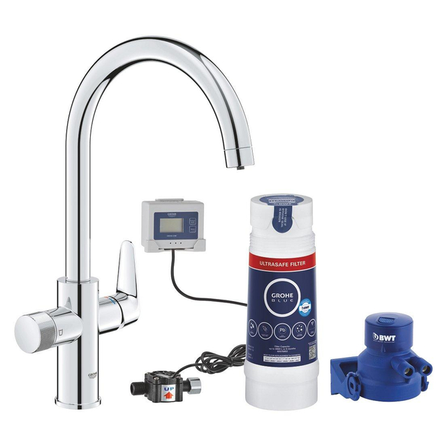 GROHE Blue pure baucurve C-uitloop ultrasafe filter starterkit chroom 30582000