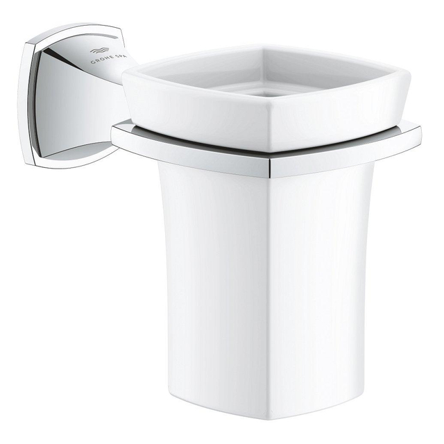 Grohe Grandera Bekerhouder - met glas - wandmontage - chroom/wit 40909000