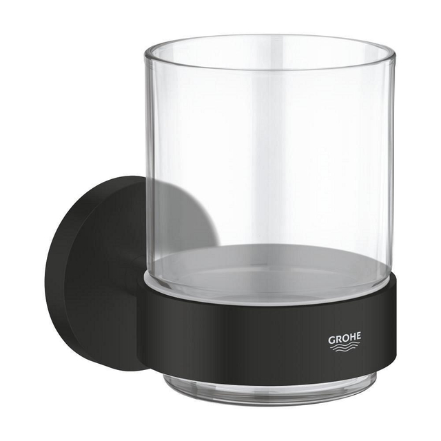 GROHE Essentials Bekerhouder - 10.6x9.9cm - met glas - mat zwart 1022562430