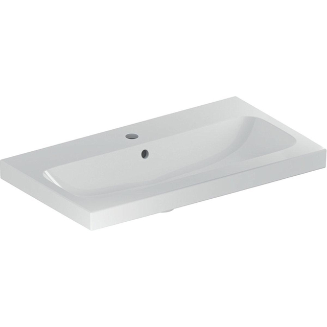 Geberit Icon Light wastafel 75x42x17cm 1 wasbak 1 kraangat Midden met overloopgat Keramiek Wit glans 501.842.00.1