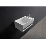 Ideavit Solidcube Lavabo 50x30x20cm rectangulaire 1 trou pour robinetterie 1 vasque avec porte serviette Solid surface blanc SW85934