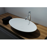 Ideavit Solidjazz Lavabo à poser 70x40x9cm ovale sans trou pour robinetterie 1 vasque Solid surface blanc SW85900