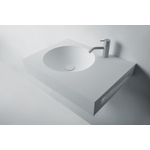 Ideavit Solidnext Lavabo 60x45x10cm rectangulaire sans trou pour robinetterie 1 vasque avec porte serviette Solid surface blanc SW85933
