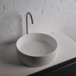 Ideavit Solidthin Lavabo à poser 40x40x12.5cm rond sans trou pour robinetterie 1 vasque Solid surface blanc SW85906