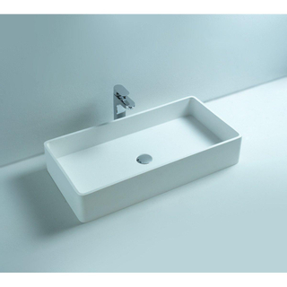 Ideavit Solidtop Lavabo à poser 80x40x15cm rectangulaire sans trou pour robinetterie 1 vasque Solid surface blanc