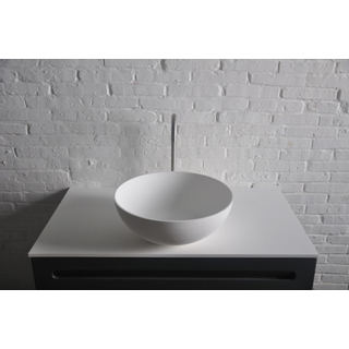 Ideavit Solidthin Lavabo à poser 39x39x14.5cm rond sans trou pour robinetterie 1 vasque Solid surface blanc