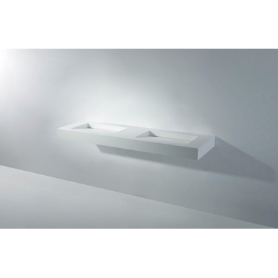 Ideavit Solidsquare Lavabo 150x46x10cm rectangulaire sans trou pour robinetterie 2 vasques Solid surface blanc