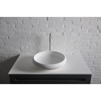 Ideavit Solidego Lavabo à poser 40x40x11.2cm rond sans trou pour robinetterie 1 vasque Solid surface blanc
