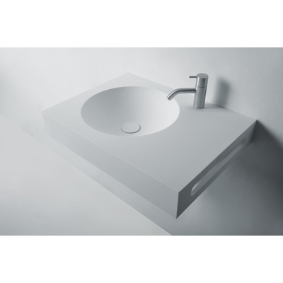 Ideavit Solidnext Wastafel 60x45x10cm rechthoek 0 kraangaten 1 wasbak met handdoekhouder Solid surface wit