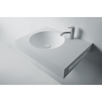 Ideavit Solidnext Lavabo 60x45x10cm rectangulaire sans trou pour robinetterie 1 vasque avec porte serviette Solid surface blanc