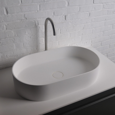 Ideavit Solidthin Lavabo à poser 60x35x12.5cm ovale sans trou pour robinetterie 1 vasque Solid surface blanc