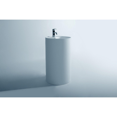 Ideavit Solidroll Lavabo sur pied 45x45x90cm rond sans trou pour robinetterie 1 vasque Solid surface blanc