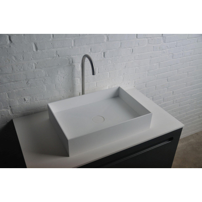 Ideavit Solidjoy Lavabo à poser 50x35x11cm rectangulaire sans trou pour robinetterie 1 vasque Solid surface blanc