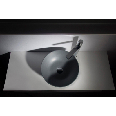 Ideavit Solidthin vasque à poser 39x39x14.5cm ronde 0 trous de robinet 1 cuve Solid surface gris foncé