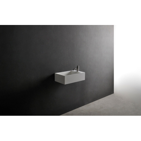 Ideavit Solidcube Lavabo WC 50x30x15cm rectangulaire 1 trou pour robinetterie 1 vasque Solid surface blanc SW85924