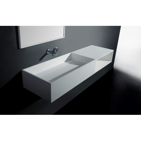 Ideavit Solidpure Lavabo 140x37.6x20cm rectangulaire sans trou pour robinetterie 1 vasque Solid surface blanc SW85939