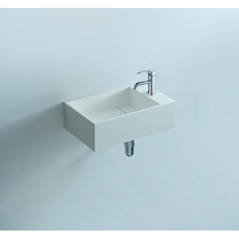 Ideavit Solidcube Lavabo WC 40x22x10cm rectangulaire 1 trou pour robinetterie 1 vasque Solid surface blanc SW85923