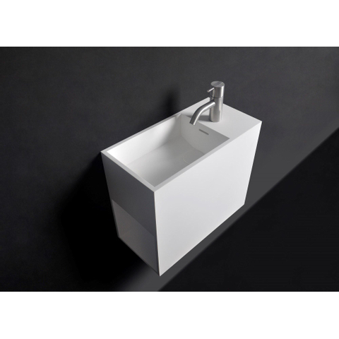 Ideavit Solidwash Lavabo 45x22x38cm rectangulaire 1 trou pour robinetterie 1 vasque Solid surface blanc SW85945