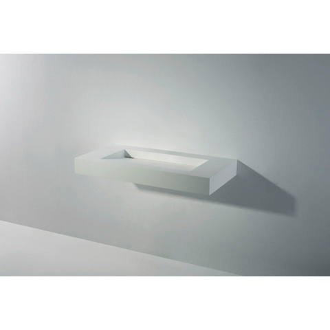 Ideavit Solidsquare Lavabo 90x46x10cm rectangulaire sans trou pour robinetterie 1 vasque Solid surface blanc SW85926