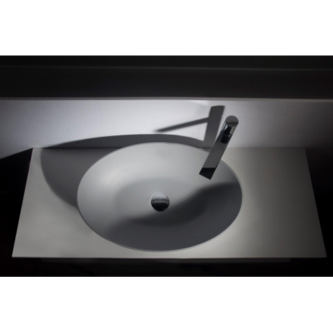 Ideavit Solidthin opbouw wastafel 60x40x14.5cm ovaal 0 kraangaten 1 wasbak Solid surface lichtgrijs SW85908