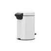 Brabantia Newlcon Poubelle à pédale 3L Avec seau intérieur synthétique Blanc SW237241