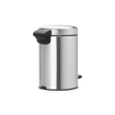 Brabantia Newlcon Poubelle à pédale 3L Avec seau intérieur synthétiqueMatt Steel SW237252