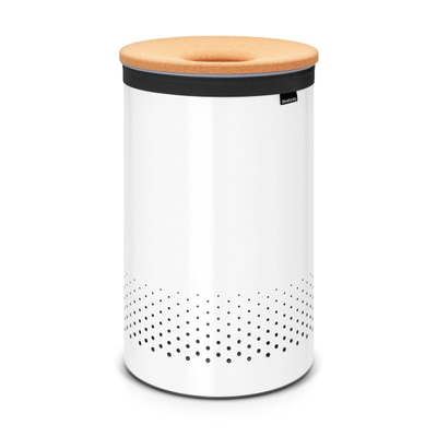 Brabantia wasbox 60 liter met kurkendeksel en uitneembare waszak white