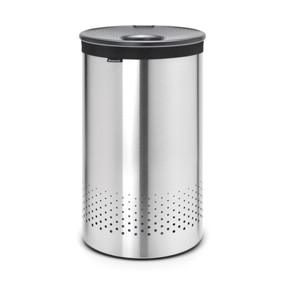 Brabantia Wasbox - 60 liter - dark grey kunststof deksel - uitneembare Waszak - matt steel