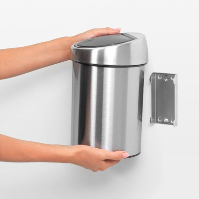 Brabantia Touch Bin Afvalemmer - wand - 3 liter - kunststof binnenemmer - matt steel fingerprint proof