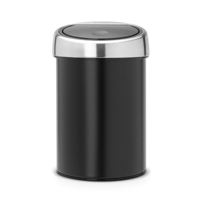 Poubelle Brabantia Touch Bin - mural - 3 litres - seau intérieur en plastique - noir mat