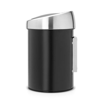 Poubelle Brabantia Touch Bin - mural - 3 litres - seau intérieur en plastique - noir mat