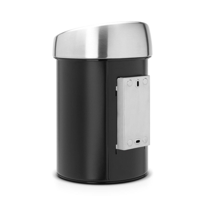 Poubelle Brabantia Touch Bin - mural - 3 litres - seau intérieur en plastique - noir mat