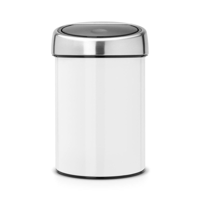 Poubelle Brabantia Touch Bin - murale - 3 litres - seau intérieur en plastique - blanc