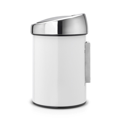 Poubelle Brabantia Touch Bin - murale - 3 litres - seau intérieur en plastique - blanc