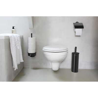 Porte-rouleau de toilette Brabantia Profile - 3 rouleaux - avec support - noir mat