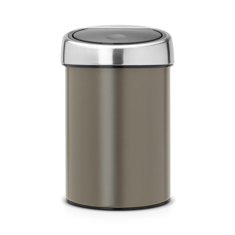 Brabantia Poubelle actionnement à Poussoir 3L Touch Bin avec seau intérieur synthétique Matt Steel Couvercle Platinum SW237275