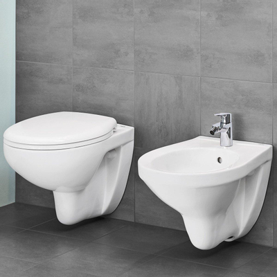 GROHE Bau keramiek toiletset met spoelrandloos en diepspoel inclusief inbouwreservoir en bedieningspaneel wit