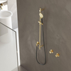 Hotbath Cobber barre de douche 90cm avec coude de raccordement mural flexible de douche 150cm et pomme de douche à main ronde laiton vieilli patiné usé SW230044