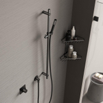 Hotbath Cobber barre de douche 90cm avec coude de raccord mural flexible de douche 150cm et douchette à main en laiton brossé PVD SW230035