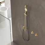 Hotbath Cobber Glijstang - 90cm - met wandaansluitbocht - 150cm doucheslang en ronde handdouche - 90 - verouderd ijzer (zwart) SW230048