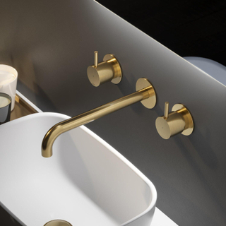 Hotbath Cobber afbouwdeel wastafelmengkraan 3 gats en 25 cm uitloop verouderd ijzer SHOWROOMMODEL