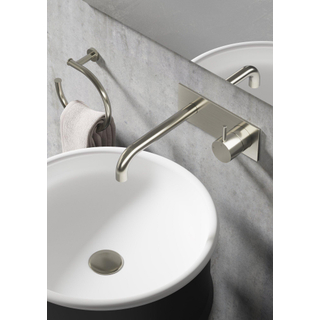 Hotbath Cobber Robinet lavabo encastrable avec plaque derrière et bec 25cm Laiton brossé PVD