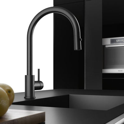 Robinet mélangeur de cuisine Hotbath Fellow avec douchette extractible noir mat